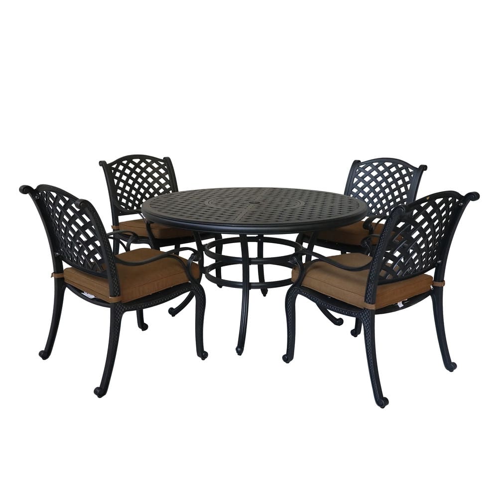 Castle Rock 5 Piece Round Dining Set With 4 Arm Chairs