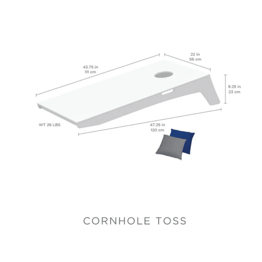 Ledge Lounger Cornhole toss Dimensions