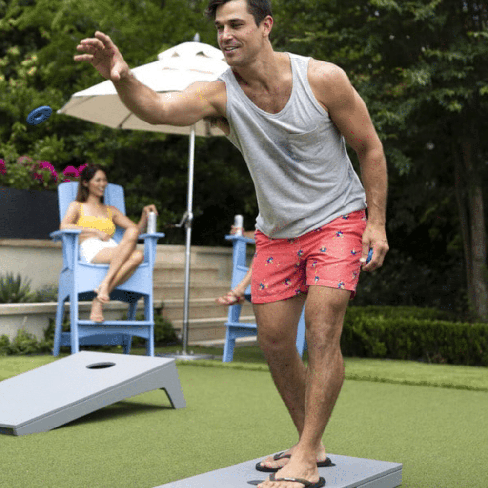 Ledge Lounger Cornhole Toss Grey Lifestyle Image 3