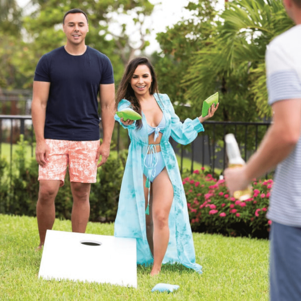 Ledge Lounger Cornhole Toss White Lifestyle Image 1