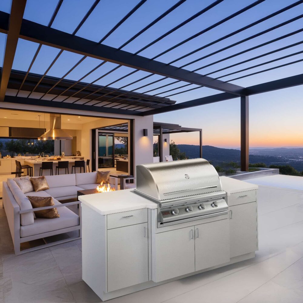 White Kitchen with White Counters Grill Only Island copy